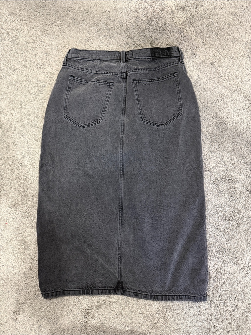 Abercrombie & Fitch Dark Gray Denim Midi Skirt with Front Slit - Picture 3 of 5